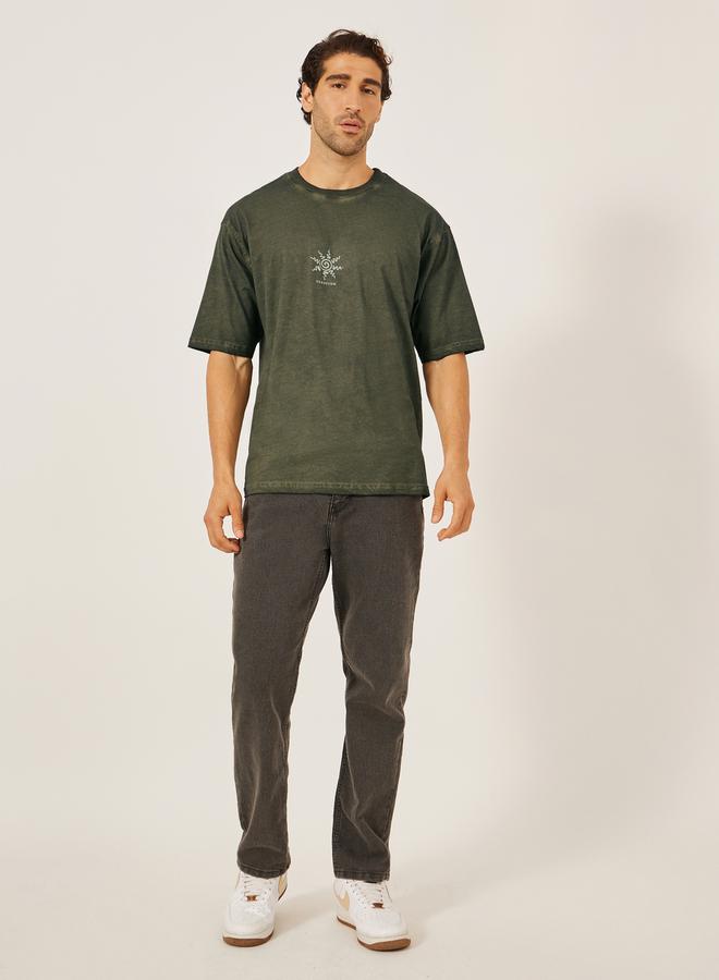 ستايلي تي شيرت قطن بطبعة شمس بقصة بوكسي - Image 2